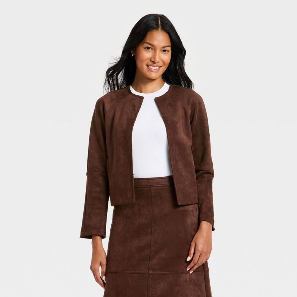 Women's Suede Jacket - A New Day Brown L